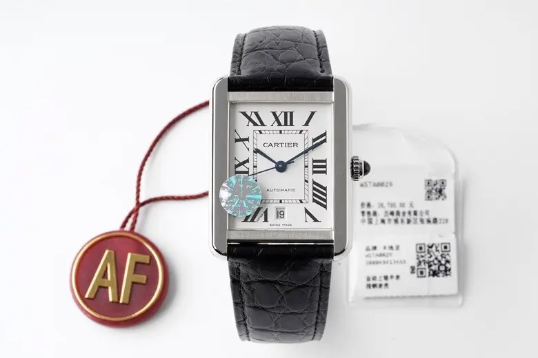 3K Factory Cartier Tank W5200028 Silver Dial Black Leather – Best Replica Watch - 图片 8