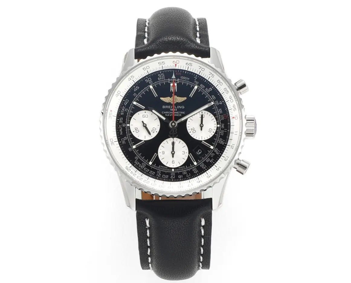 GF Factory Breitling Navitimer 1 B01 Chronograph Black Leather – Super Clone Watch