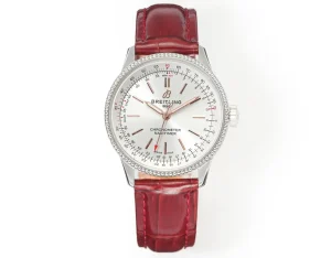 GF Factory Breitling Navitimer Automatic Silver Red Leather – Super Clone Watch