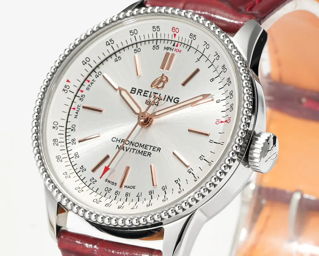 GF Factory Breitling Navitimer Automatic Silver Red Leather – Super Clone Watch - 图片 4