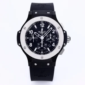 GS Factory Hublot Big Bang 44mm Black Ceramic Chronograph Watch with Rubber Strap – Super Clone Quality