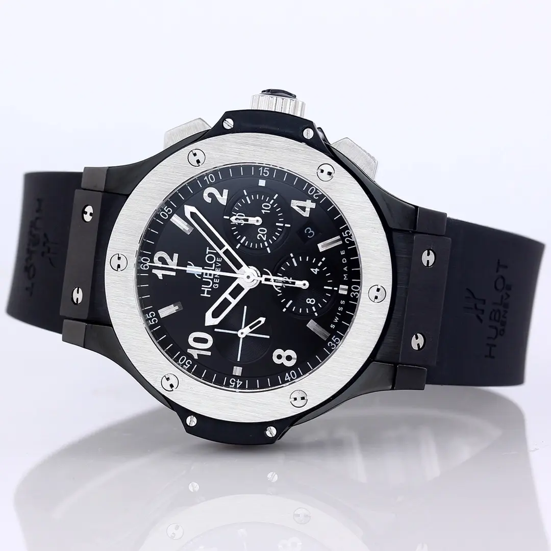 GS Factory Hublot Big Bang 44mm Black Ceramic Chronograph Watch with Rubber Strap – Super Clone Quality - 图片 4