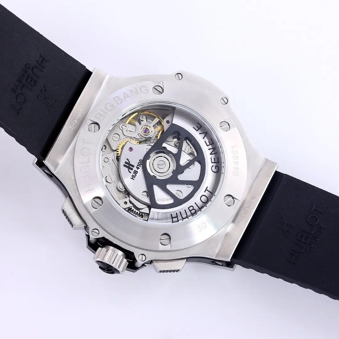 GS Factory Hublot Big Bang 44mm Black Dial Chronograph Watch with Rubber Strap – Silver Case | Super Clone Edition - 图片 7
