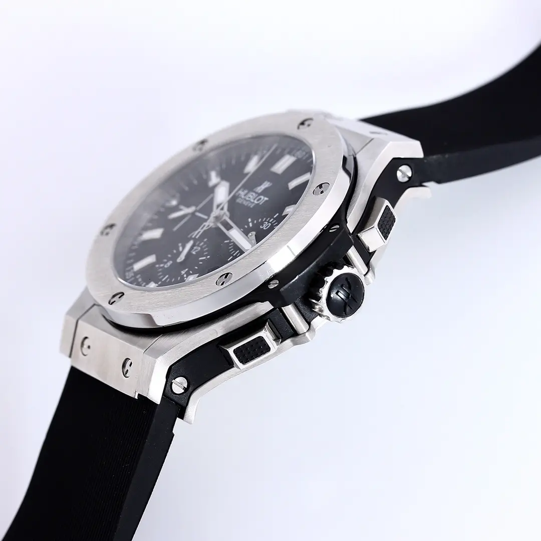 GS Factory Hublot Big Bang 44mm Black Rubber Strap Chronograph Watch – Silver Case | Super Clone Watch - 图片 5
