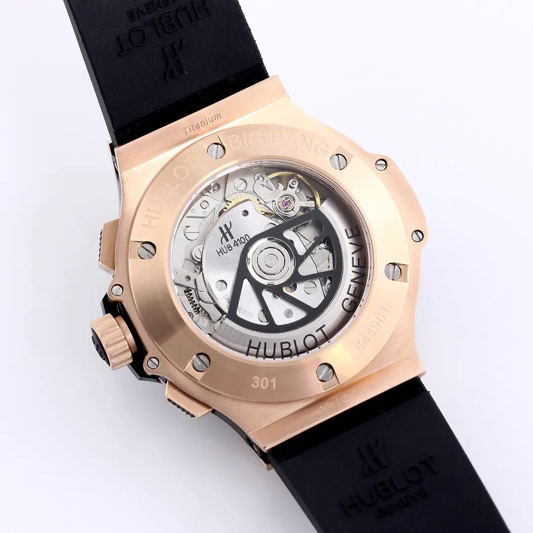 GS Factory Hublot Big Bang 44mm Rose Gold Black Dial Chronograph Watch with Rubber Strap – Super Clone Edition - 图片 7