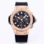 GS Factory Hublot Big Bang 44mm Rose Gold Black Dial Rubber Strap Chronograph Super Clone Watch