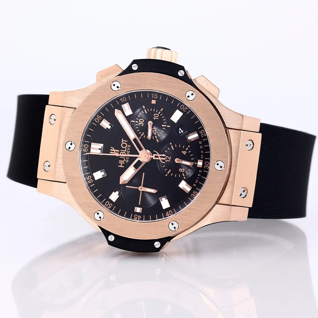 GS Factory Hublot Big Bang 44mm Rose Gold Black Dial Rubber Strap Chronograph Super Clone Watch - 图片 3