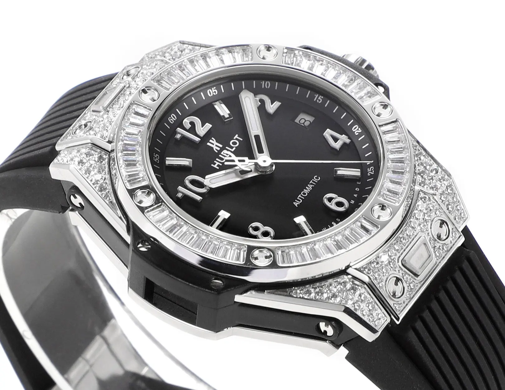 GS Factory HUBLOT Big Bang One-Click 39mm Stainless Steel White Pave Watch with Black Strap – Super Clone Edition - 图片 3