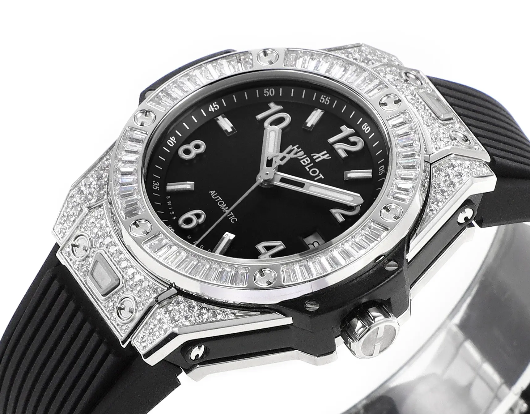 GS Factory HUBLOT Big Bang One-Click 39mm Stainless Steel White Pave Watch with Black Strap – Super Clone Edition - 图片 4