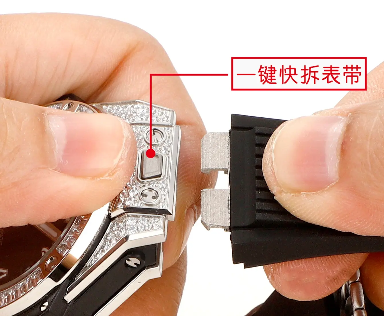 GS Factory HUBLOT Big Bang One-Click 39mm Stainless Steel White Pave Watch with Black Strap – Super Clone Edition - 图片 5