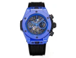 GS Factory Hublot Big Bang Unico Blue Ceramic Watch – 45mm Automatic Chronograph with Rubber Strap – Super Clone Quality