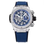 GS Factory Hublot Big Bang Watch – Blue Dial, Chronograph, Titanium Case, Rubber Strap, Super Clone Quality