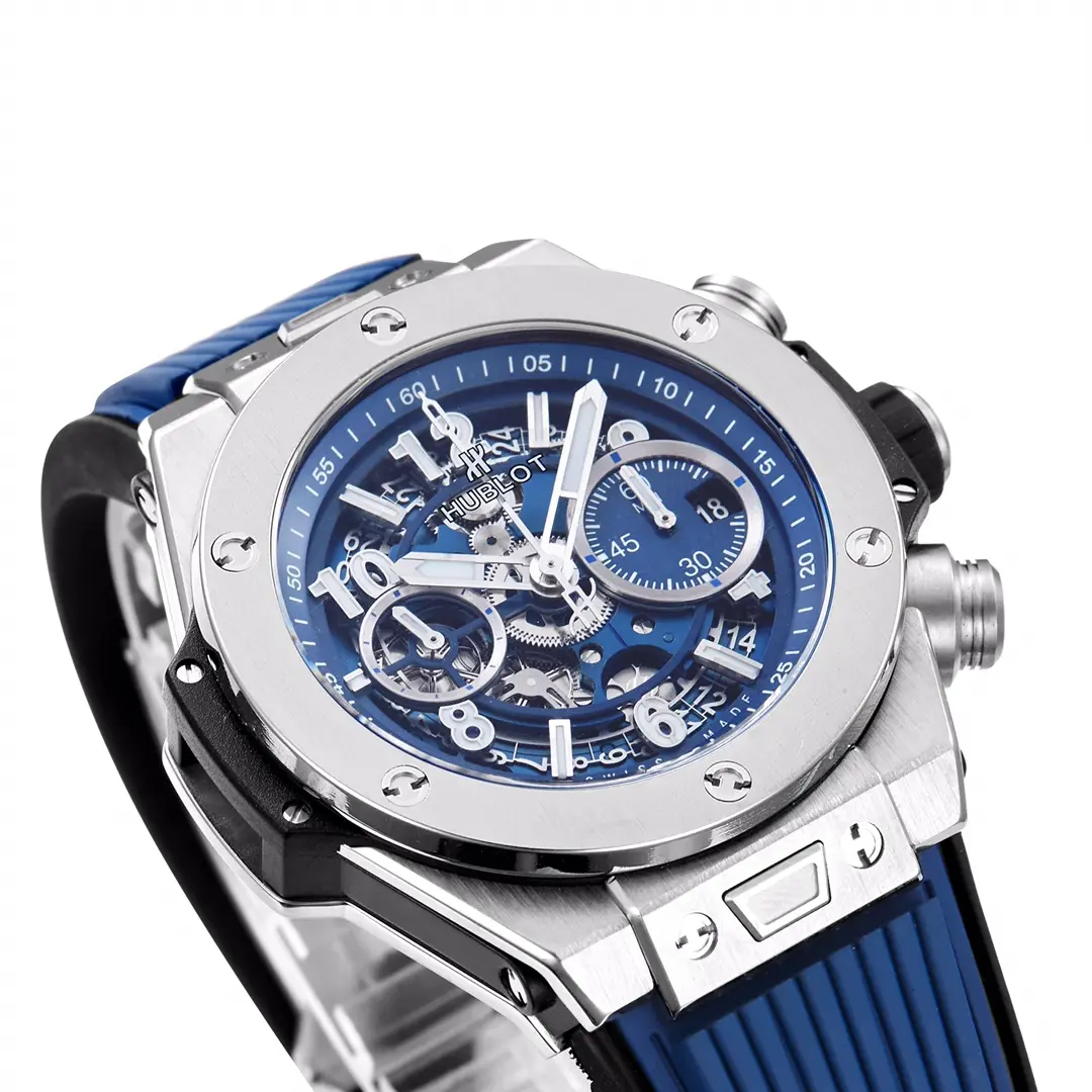 GS Factory Hublot Big Bang Watch – Blue Dial, Chronograph, Titanium Case, Rubber Strap, Super Clone Quality - 图片 5