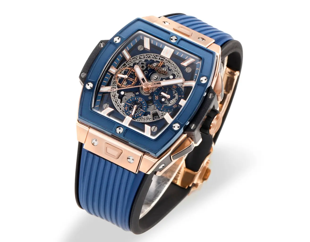 GS Factory HUBLOT Spirit of Big Bang King Gold Blue Skeleton Dial Limited Edition Watch with Rubber Strap – Super Clone Excellence - 图片 2