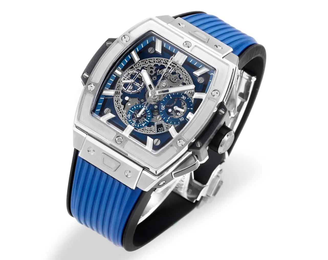 GS Factory HUBLOT Spirit of Big Bang Limited Edition Watch – Titanium & Resin, Blue Rubber Strap, Racing Inspired Design, Best Replica Watch - 图片 2