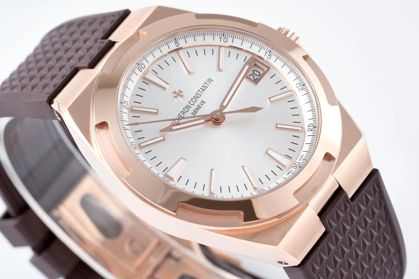 GS Factory Vacheron Constantin Overseas 4500V Series – Rose Gold Case, Brown Rubber Strap, Luxury Automatic Super Clone Watch – Best Replica Quality - 图片 6