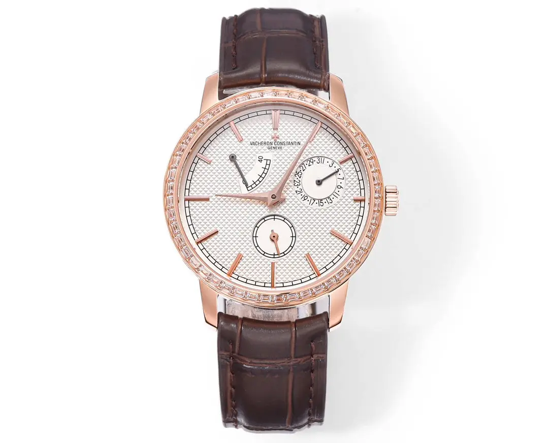 GS Factory Vacheron Constantin Traditionnelle 83520/000R-9909 Mechanical Watch – Rose Gold, Brown Leather Strap, Multi-Function Dial, Top Super Clone Watch