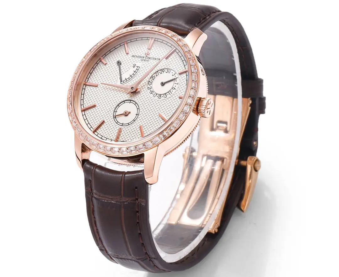 GS Factory Vacheron Constantin Traditionnelle 83520/000R-9909 Mechanical Watch – Rose Gold, Brown Leather Strap, Multi-Function Dial, Top Super Clone Watch - 图片 6