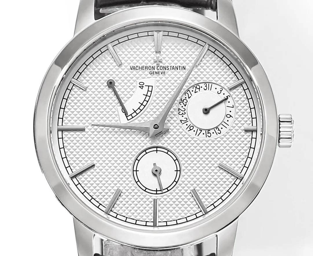 GS Factory Vacheron Constantin Traditionnelle 83520/000R-9909 Mechanical Watch – Silver Dial, Black Leather Strap, Multi-Function Automatic Super Clone Watch, Best Replica Quality - 图片 3