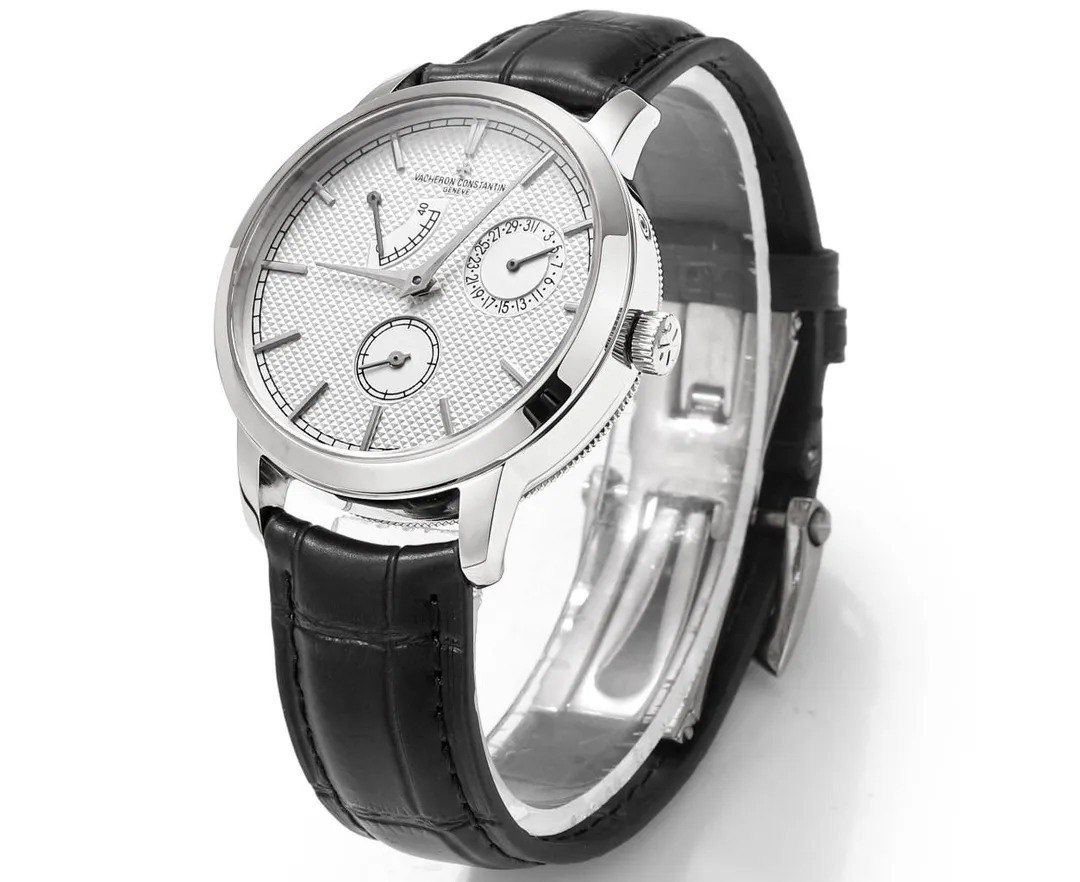 GS Factory Vacheron Constantin Traditionnelle 83520/000R-9909 Mechanical Watch – Silver Dial, Black Leather Strap, Multi-Function Automatic Super Clone Watch, Best Replica Quality - 图片 5