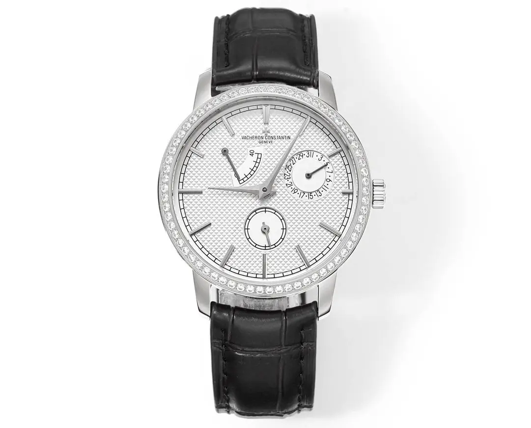 GS Factory Vacheron Constantin Traditionnelle 83520/000R-9909 Mechanical Watch – Silver Dial, Black Leather Strap, Multi-Function Design, Best Super Clone Quality