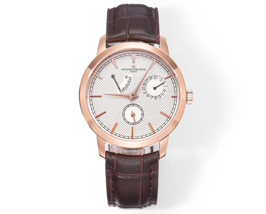 GS Factory Vacheron Constantin Traditionnelle 83520/000R-9909 Rose Gold Mechanical Watch with Brown Leather Strap – Best Super Clone Edition