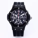 HB Factory HUBLOT Big Bang 44mm Black Ceramic Chronograph Watch with Rubber Strap – Super Clone Edition