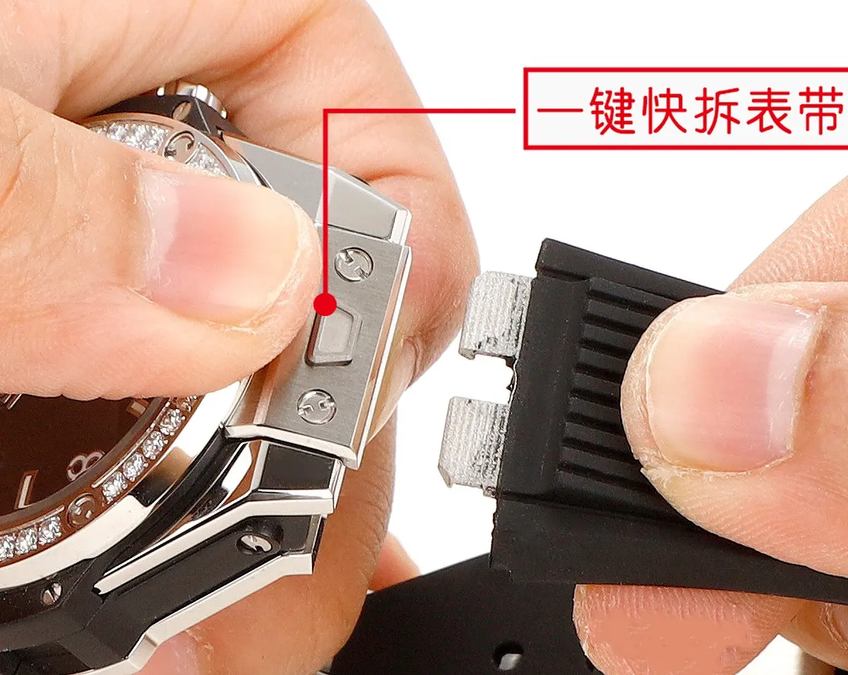 HB Factory Hublot Big Bang One-Click 39mm Stainless Steel White Pave Watch with Black Strap – Super Clone Edition - 图片 5