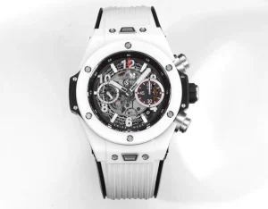 HB Factory HUBLOT Big Bang Unico White Ceramic Chronograph Watch with Rubber Strap – Super Clone Edition