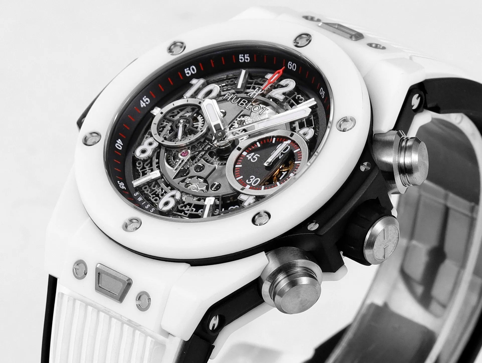 HB Factory HUBLOT Big Bang Unico White Ceramic Chronograph Watch with Rubber Strap – Super Clone Edition - 图片 5