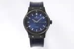 HB Factory Hublot Classic Fusion Ceramic Watch – Black Ceramic Case, Blue Dial, Crocodile Leather Strap, Super Clone by GSF