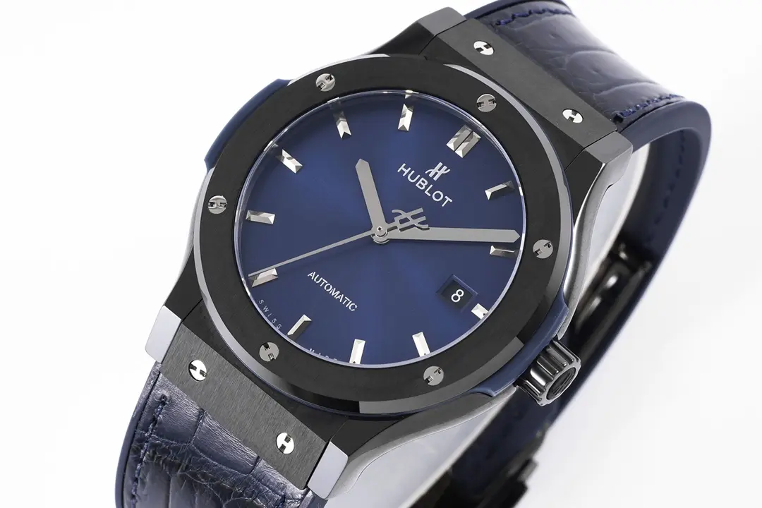 HB Factory Hublot Classic Fusion Ceramic Watch – Black Ceramic Case, Blue Dial, Crocodile Leather Strap, Super Clone by GSF - 图片 7