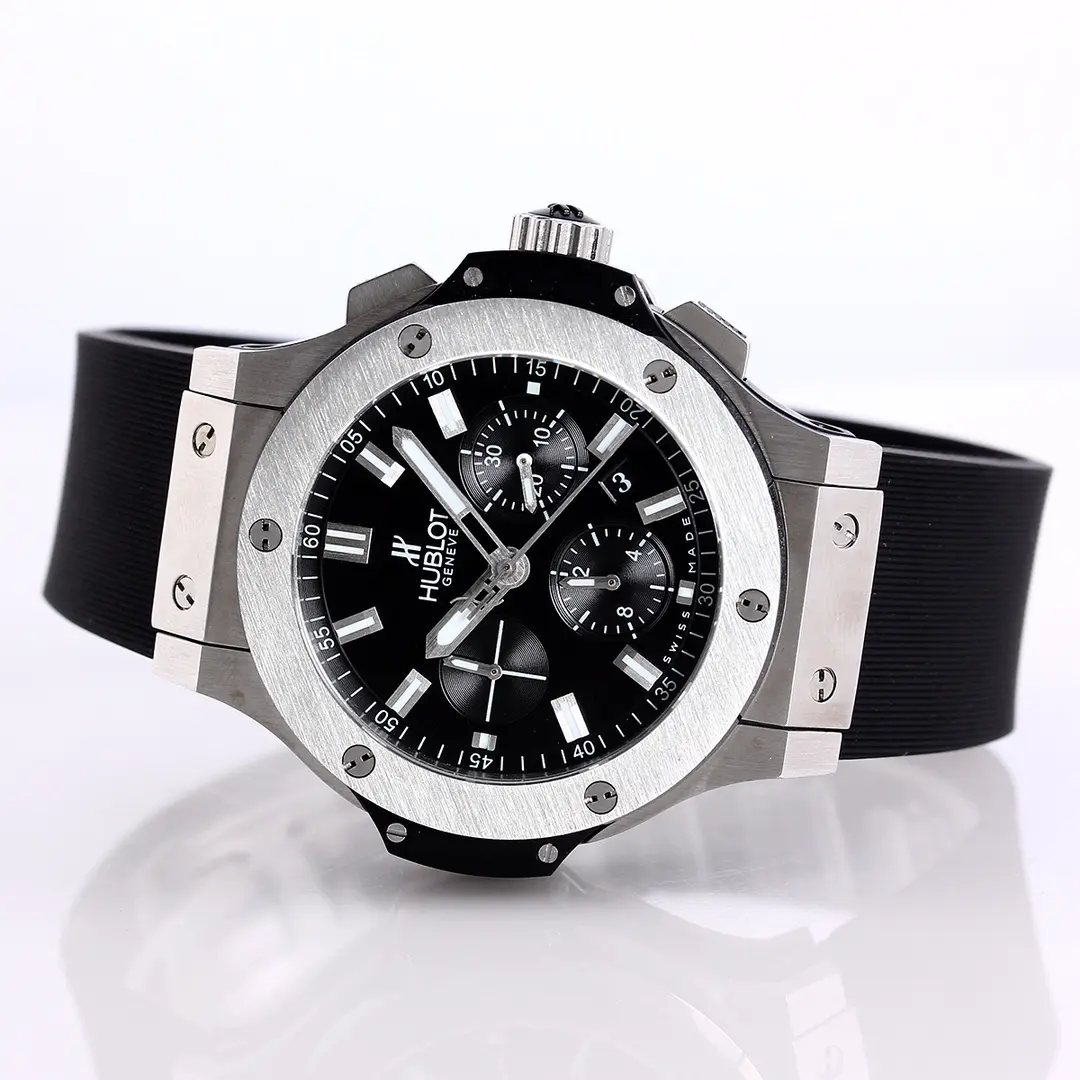 ZF Factory Hublot Big Bang 44mm Black Rubber Strap Chronograph Watch – Silver Case | Super Clone Watch - 图片 4