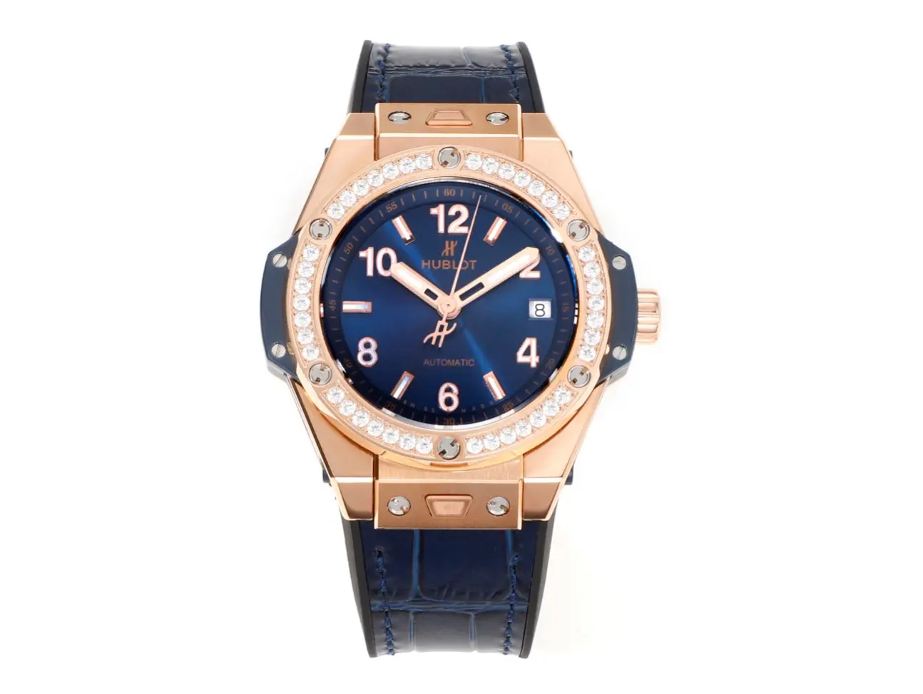 ZF Factory HUBLOT Big Bang One-Click 39mm Rose Gold Blue Dial Diamond Set Automatic Super Clone Watch