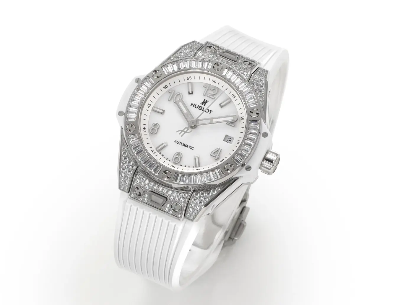 ZF Factory Hublot Big Bang One-Click 39mm Stainless Steel White Pave Watch – Automatic, White Strap, Super Clone Quality - 图片 2