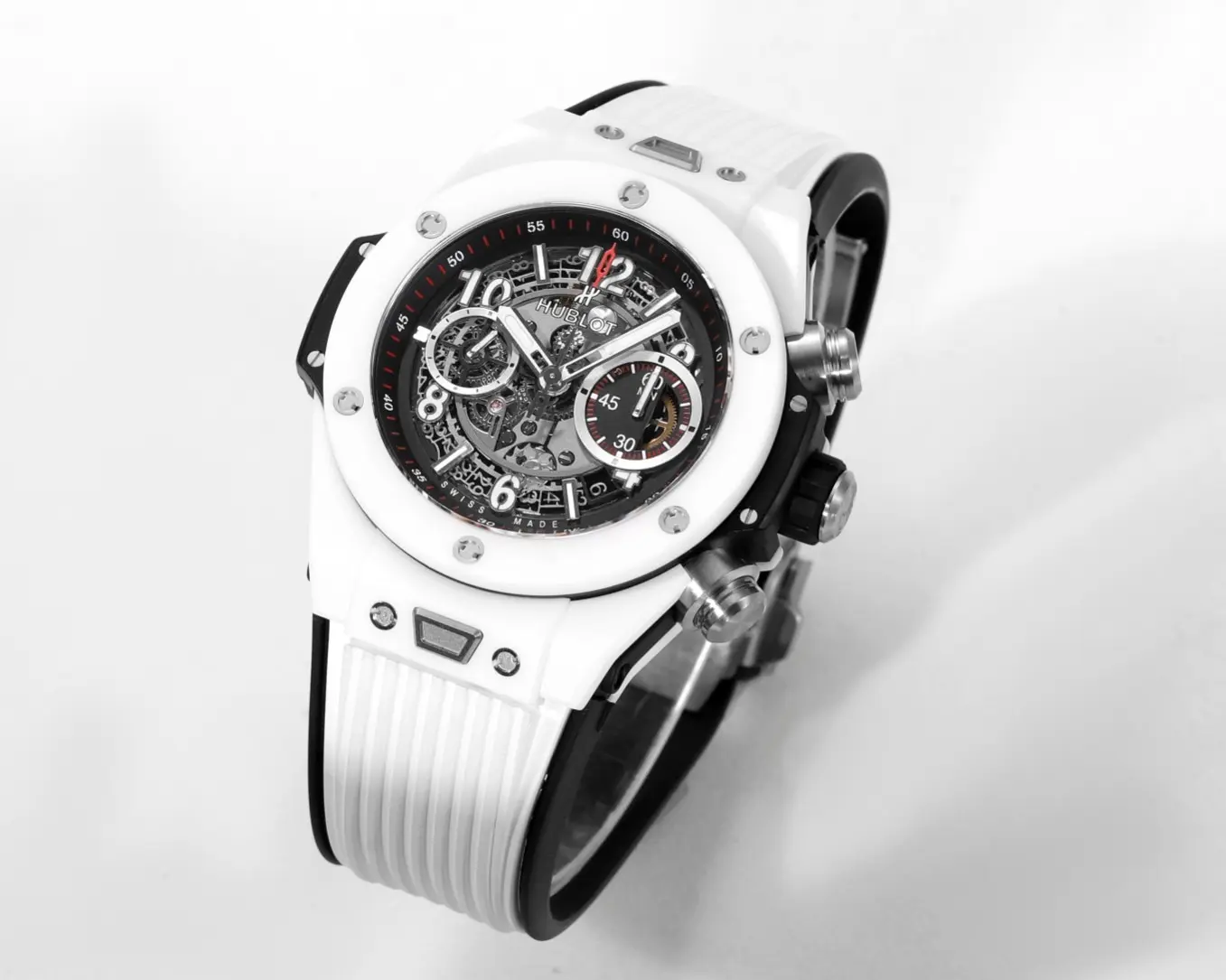 ZF Factory HUBLOT Big Bang Unico White Ceramic Chronograph Watch with Rubber Strap – Super Clone Edition - 图片 2