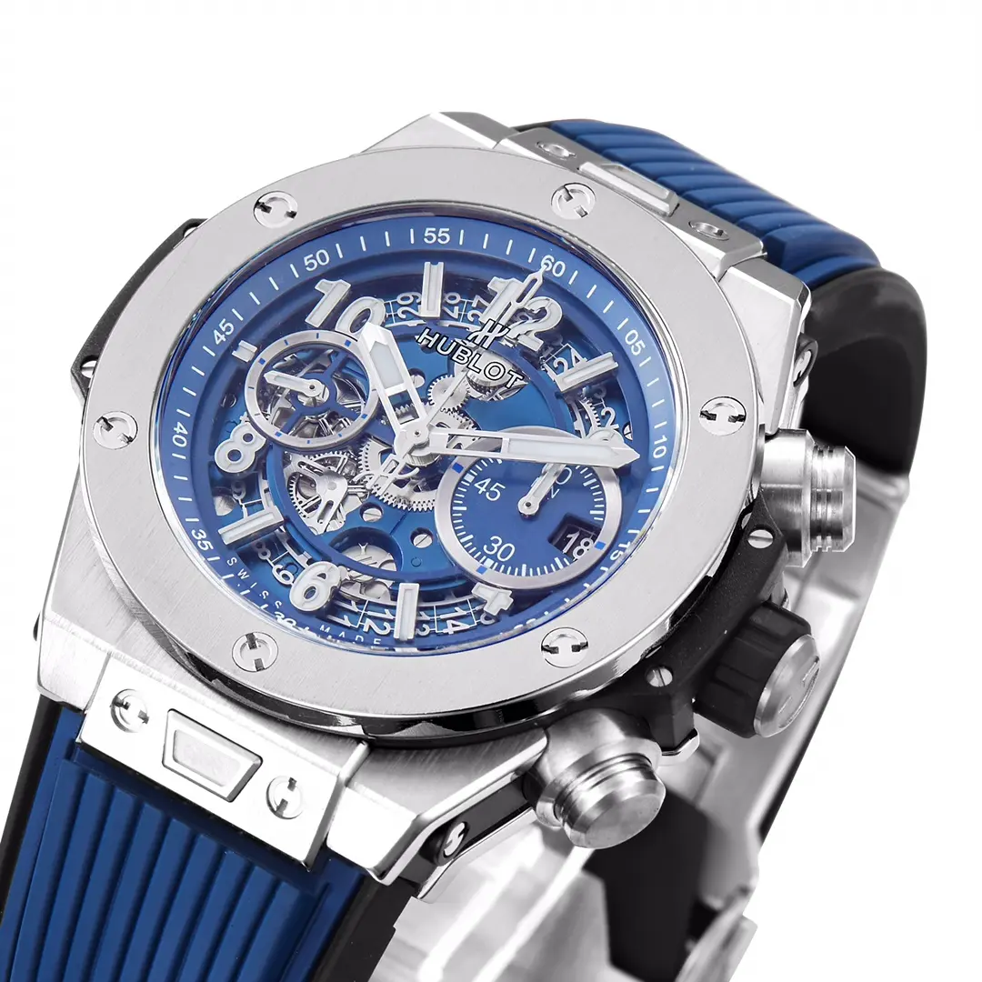 ZF Factory Hublot Big Bang Watch – Blue Dial, Chronograph, Titanium Case, Rubber Strap, Super Clone Quality - 图片 4