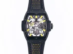 ZF Factory Hublot Masterpiece 906 Black & Yellow Skeleton Tourbillon Watch with Leather Strap – Super Clone Edition