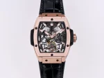 ZF Factory Hublot Masterpiece 906 Rose Gold/Platinum Plated Skeleton Tourbillon Watch with Black Leather Strap – Super Clone Excellence