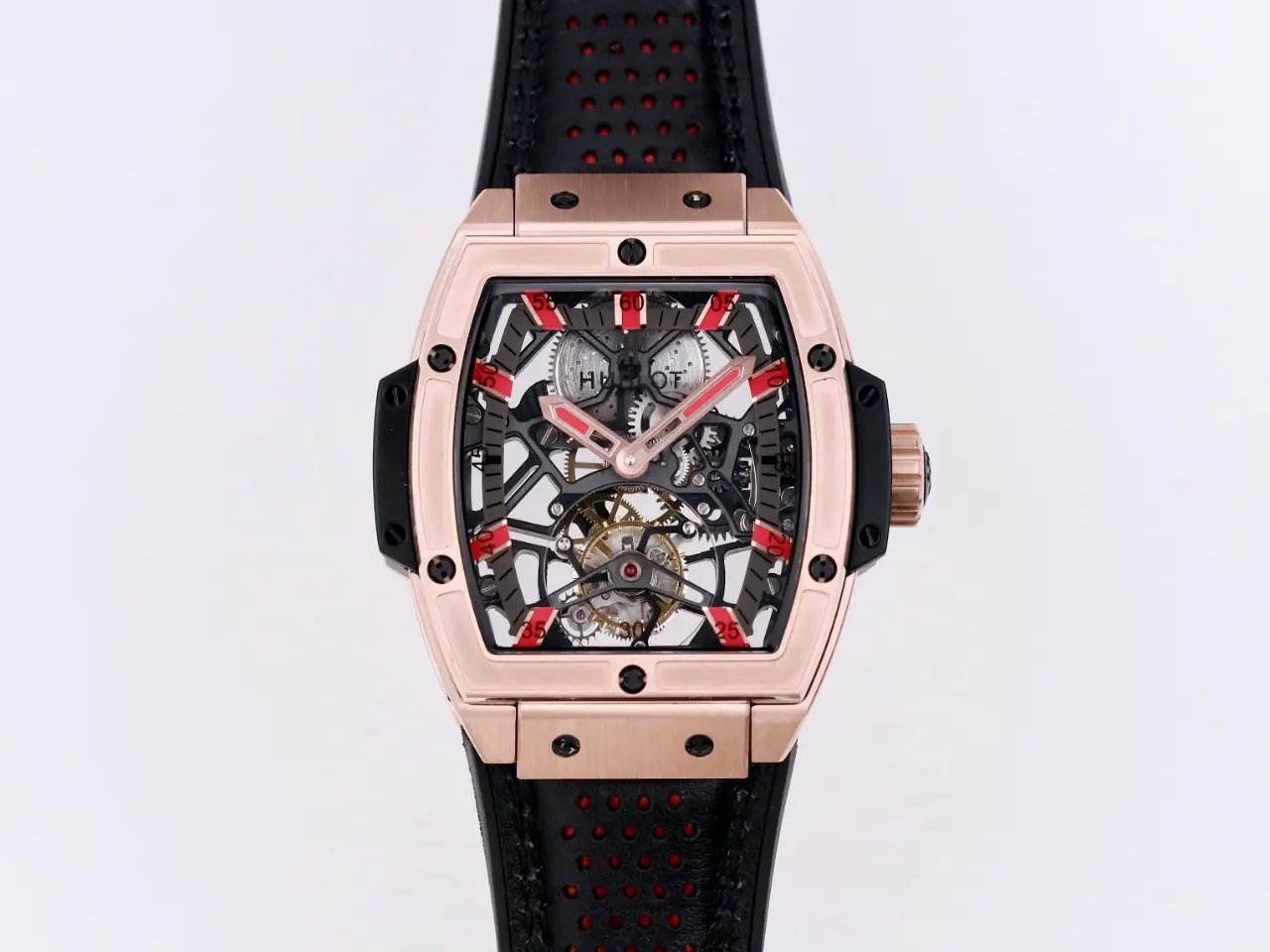 ZF Factory Hublot Masterpiece 906 Rose Gold/Platinum Plated Tourbillon Watch with Black Leather Strap – Super Clone Excellence
