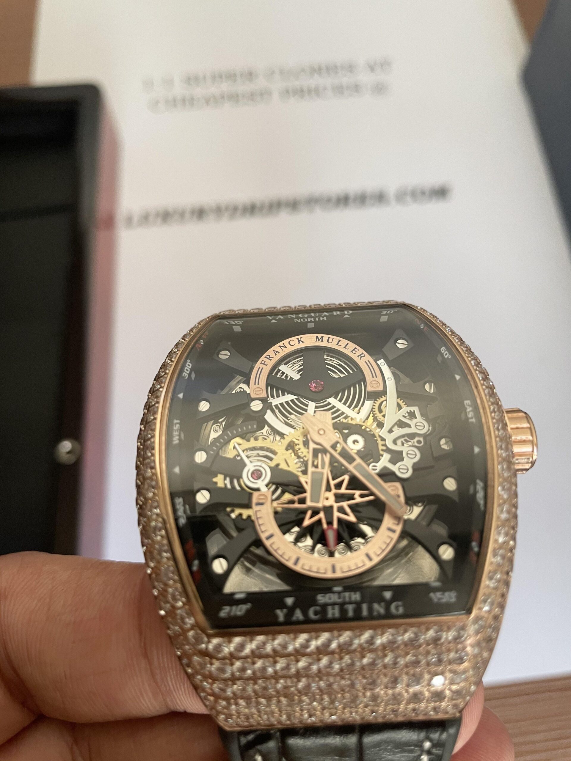 Iced Franck Muller Vanguard Yachting Anchor Skeleton Rose Gold - 图片 5