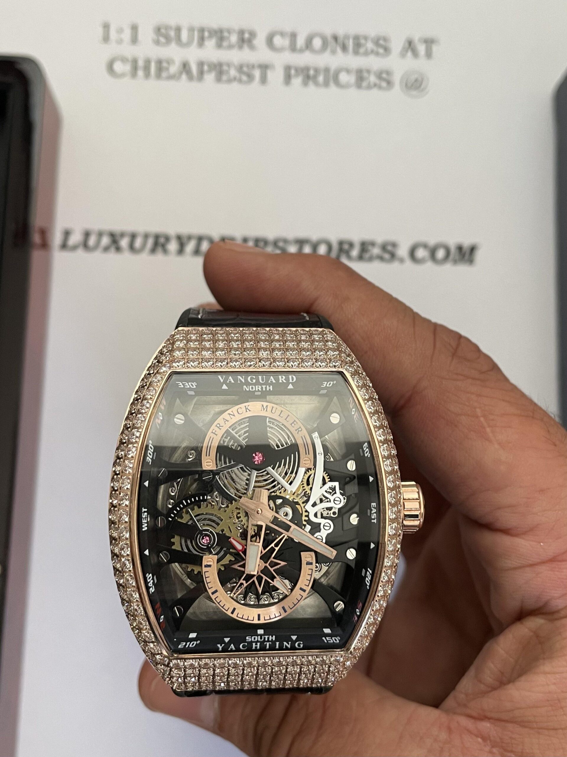 Iced Franck Muller Vanguard Yachting Anchor Skeleton Rose Gold - 图片 10