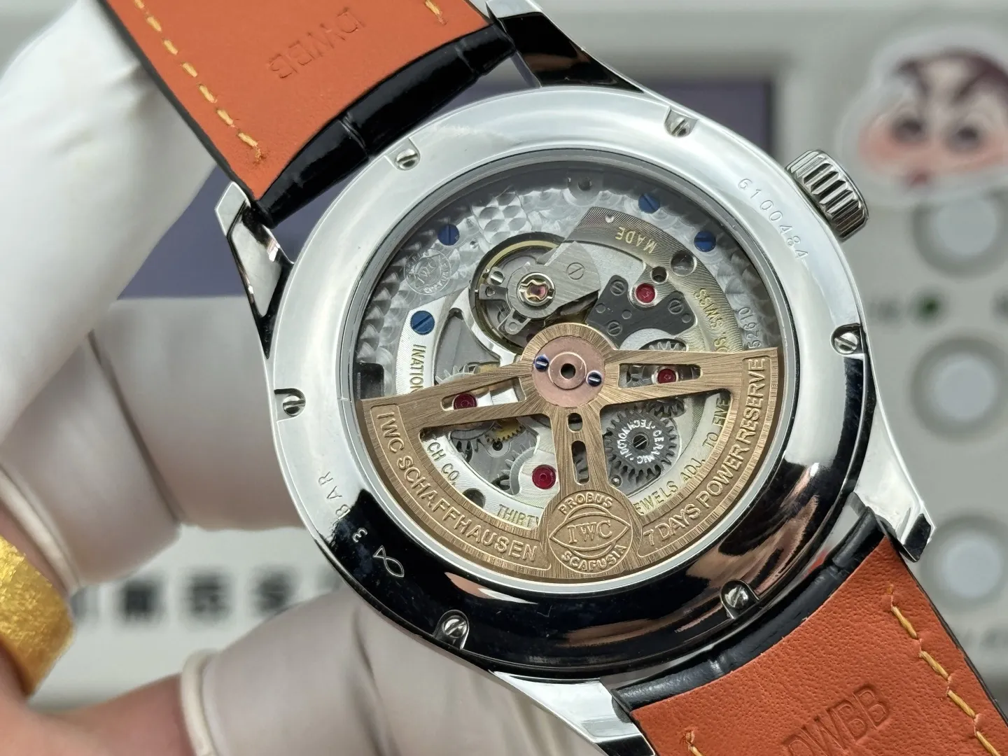 IWC Portugieser Perpetual Calendar Automatic Men’s Watch Blue Dial Leather Strap Silver Case - 图片 8