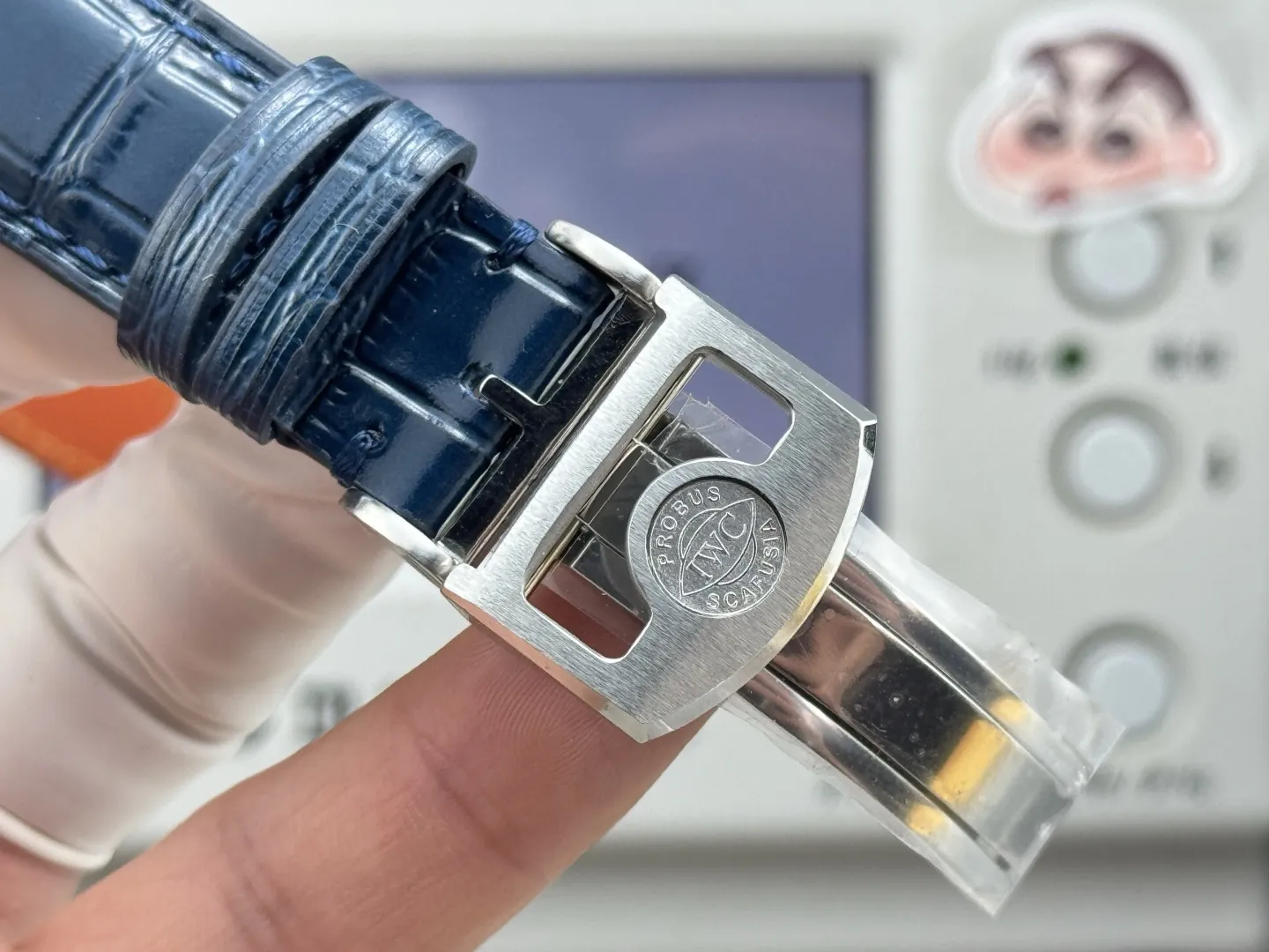 IWC Portugieser Perpetual Calendar Automatic Men’s Watch Blue Dial Leather Strap Silver Case - 图片 9