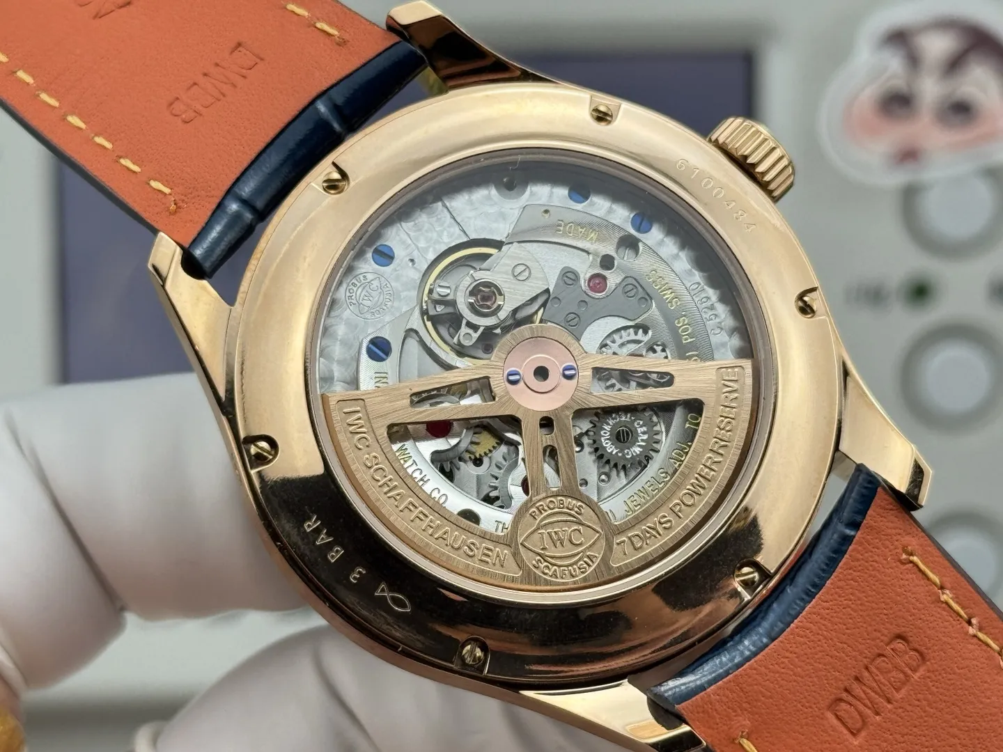 IWC Portugieser Perpetual Calendar Automatic Men’s Watch – Navy Blue Dial, Moonphase, Blue Leather Strap, Rose Gold Case - 图片 8