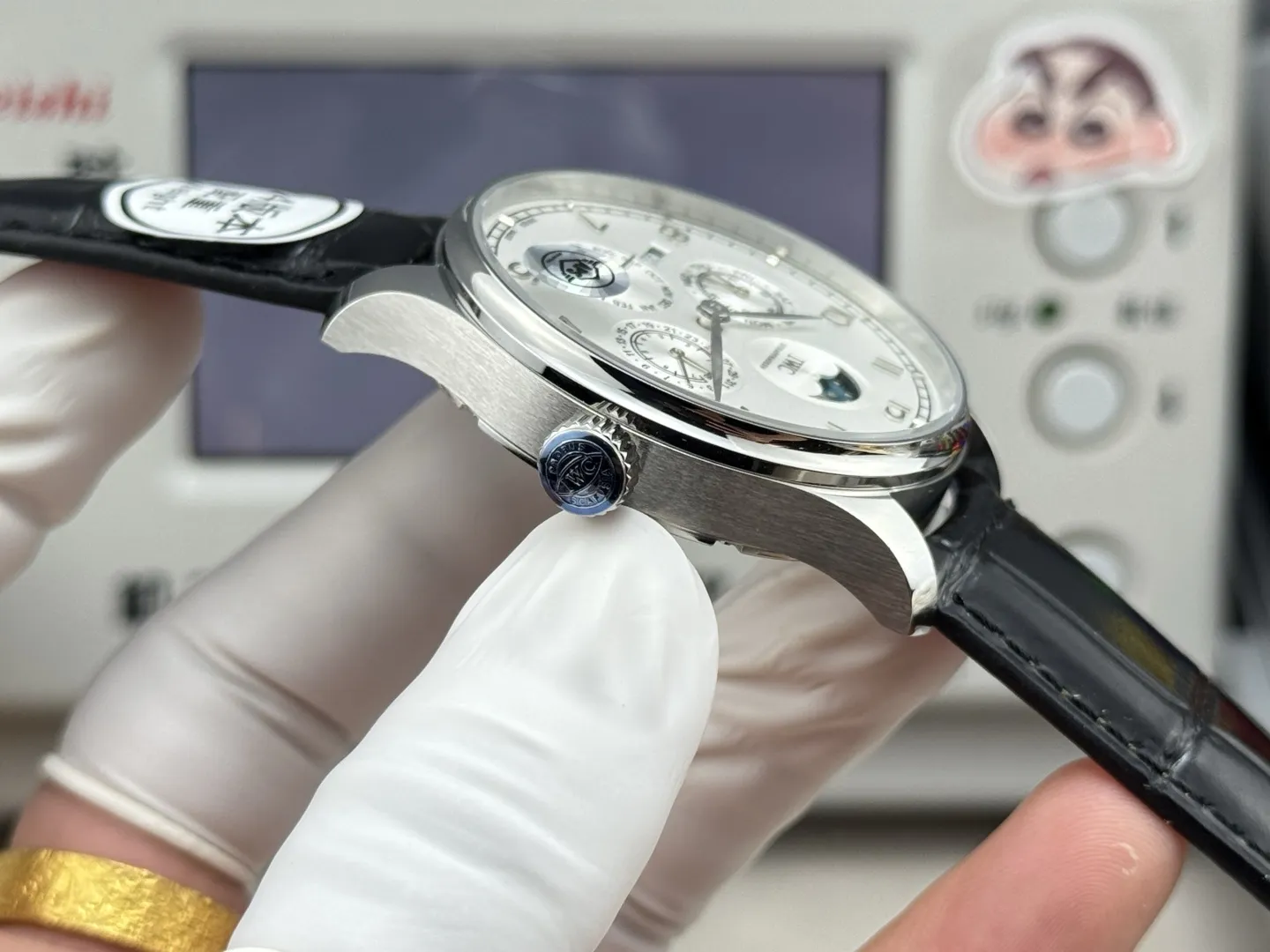 IWC Portugieser Perpetual Calendar Automatic Men’s Watch, Silver Case, White Dial, Black Leather Strap - 图片 6