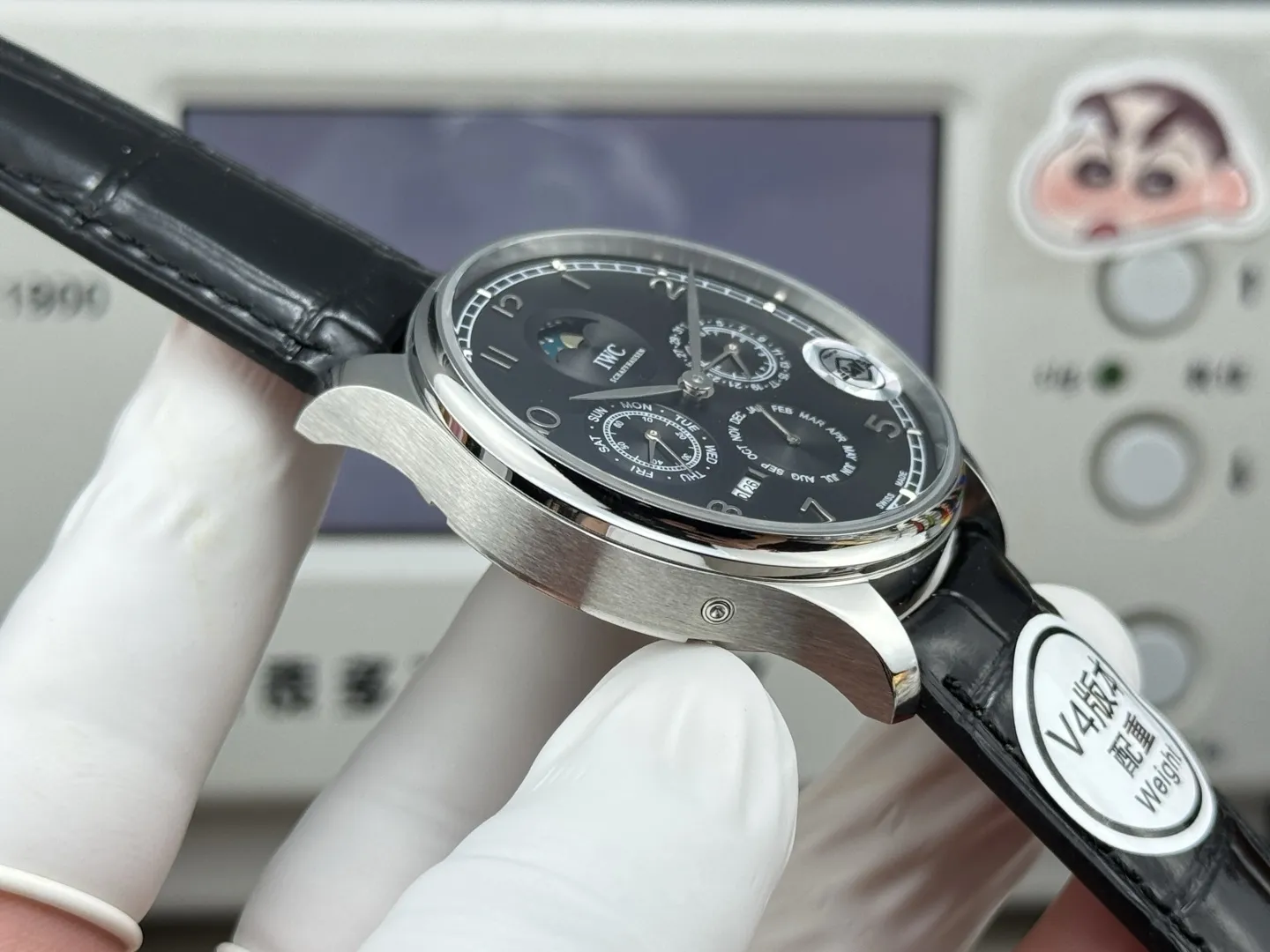 IWC Portugieser Perpetual Calendar Black Dial Automatic Men’s Watch with Leather Strap - 图片 5