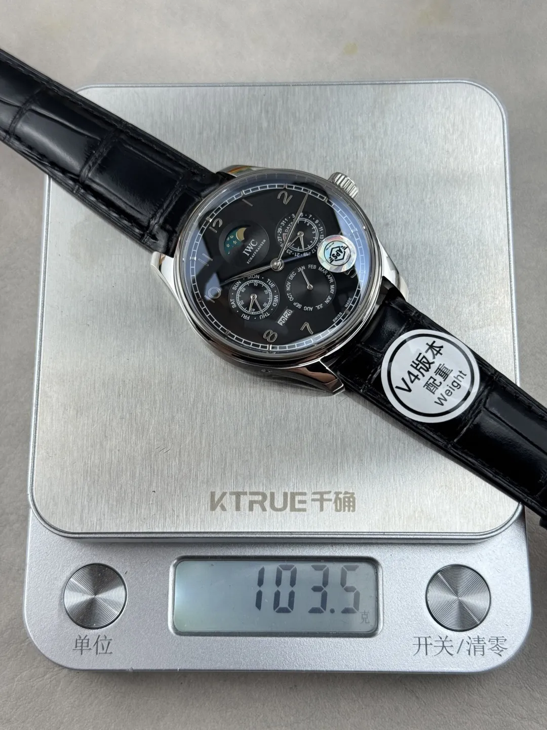 IWC Portugieser Perpetual Calendar Black Dial Automatic Men’s Watch with Leather Strap - 图片 7