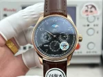 IWC Portugieser Perpetual Calendar Black Dial Rose Gold Case Brown Leather Strap Men’s Luxury Watch