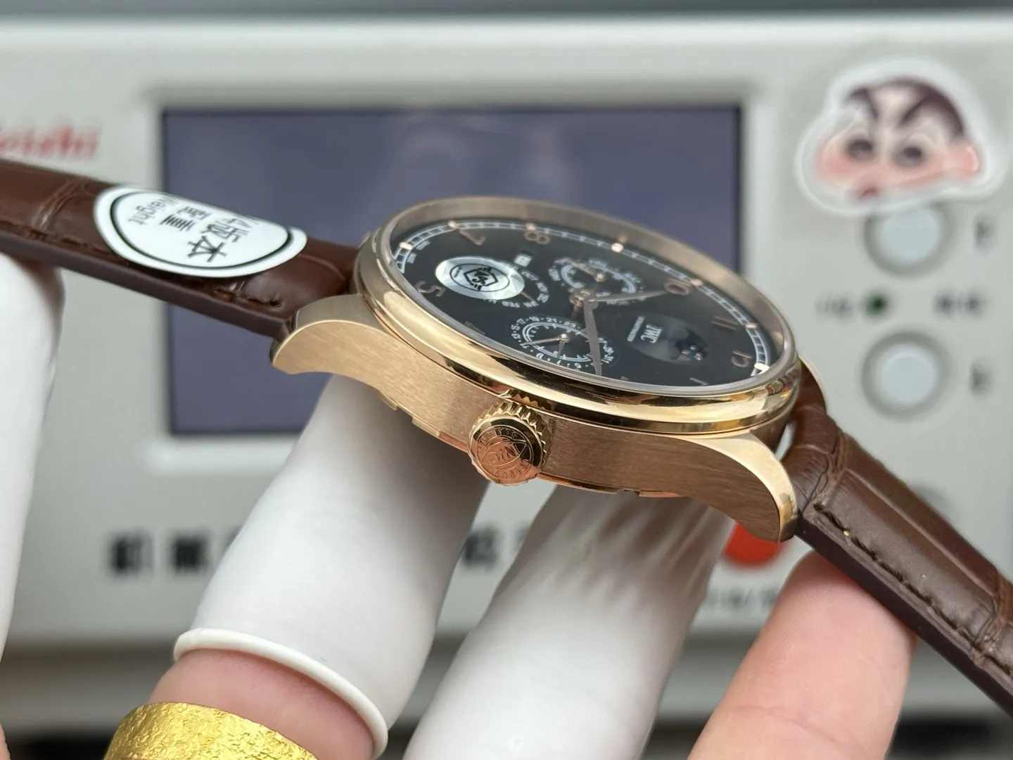 IWC Portugieser Perpetual Calendar Black Dial Rose Gold Case Brown Leather Strap Men’s Luxury Watch - 图片 7